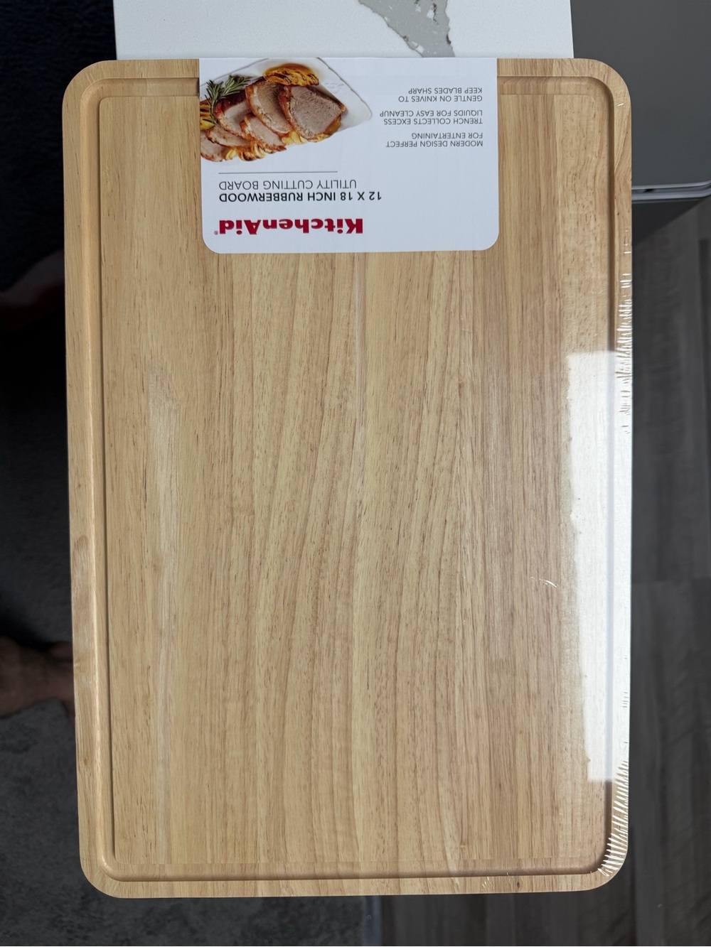 KitchenAid Wood Utility Cutting Board in Natural Tan